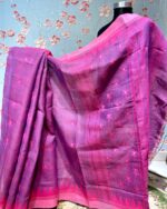 Pink Shiuli Floral Dual-Tone Pink Monipuri Saree - Image 3